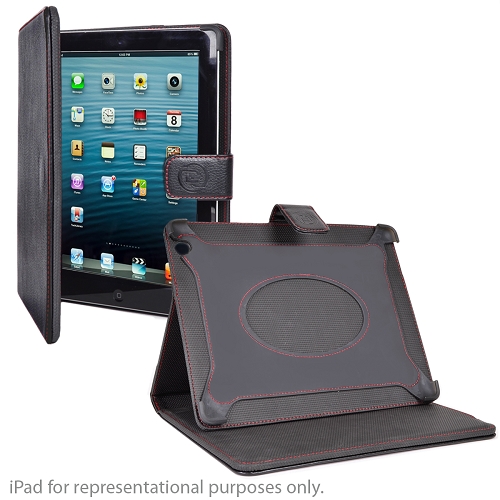 Digital Treasures Props Polyurethane Leather Folio Case & 8000mAh Power Bank for iPad 2/3/4 & Other USB Devices (Black)