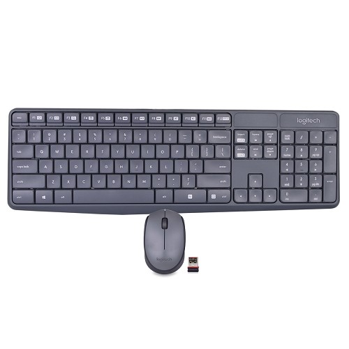Logitech MK235 2.4GHz Wireless USB Keyboard & Optical Mouse Kit w/USB Nano Receiver (Gray) - B