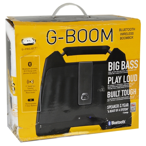 G Project G 650 G BOOM Wireless Bluetooth Boombox Speaker w 3.5mm Auxiliary Port Black