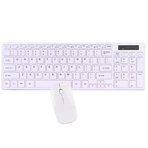 2.4GHz 95-Key Wireless Ultra Low Profile Spill Resistant Multimedia Keyboard & Optical Mouse Kit (White)