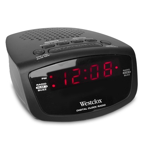 Westclox 80209 AM/FM Dual Alarm Clock Radio w/Digital Tuning (Black) - B