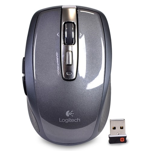 Logitech Anywhere MX 5-Button Wireless Laser Scroll Mouse w/Tilt Wheel & Darkfield Laser Tracking (Glossy Dark Gray) - B