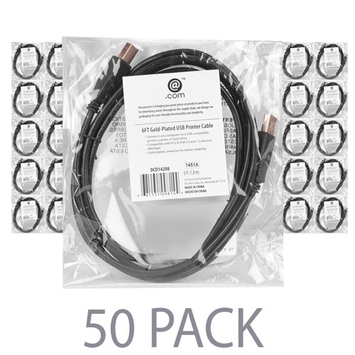 (50-Pack) 6' @.com DCD14208 USB 2.0 A (M) to USB 2.0 Micro-B (M) Cable w/Gold-Plated Connectors (Black)