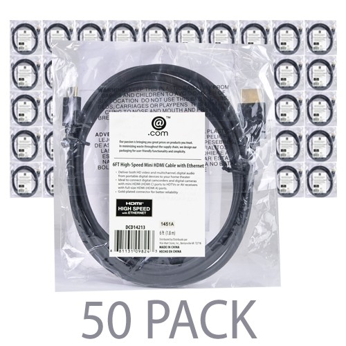 (50-Pack) 6' @.com DCD14213 High Speed HDMI Cable - HDMI (M) to HDMI (M) Cable (Black)
