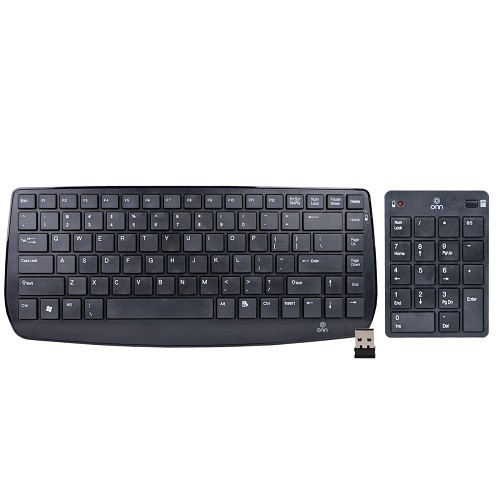 Onn LS6600R 2.4GHz 87-Key Wireless Keyboard & 18-Key Keypad w/Nano USB Receiver (Black)