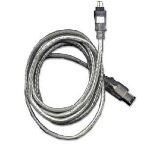 6' 6-pin (M) to 4-pin (M) IEEE 1394 FireWire Cable (Clear Silver)