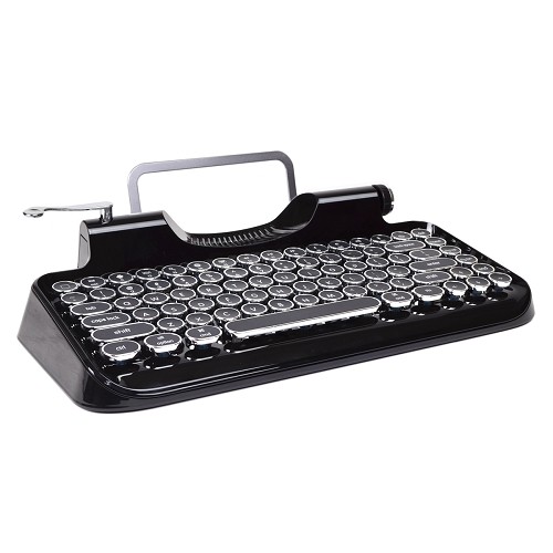 Typewriter Bluetooth Wireless Mechanical Keyboard with Integrated Tablet Stand (Black)