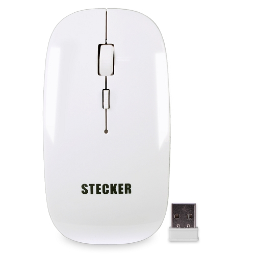 2.4GHz Wireless 4-Button Optical Scroll Mouse w/Nano USB Receiver & DPI Switch (White)
