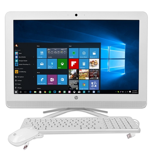 HP 20-c013w 19.5" Celeron J3060 Dual-Core 1.6GHz All-in-One PC - 4GB 500GB DVD±RW/W10H/Cam/WiFi/BT (White)