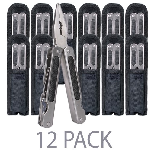 (12-Pack) 9-in-1 Stainless Steel Multi-Tool Folding Pliers w/Knife