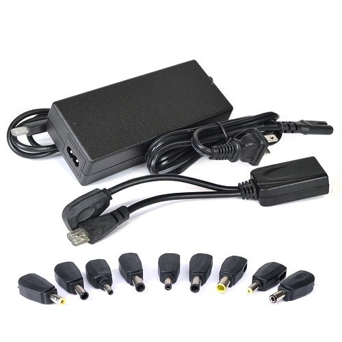 Tech Universe TU1502 90W Universal Laptop AC Power Adapter w/9 Power Tips & USB Charging Adapter (Black)