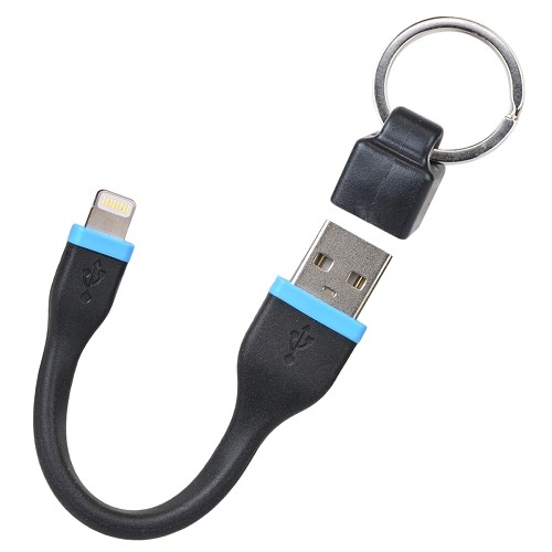 5" Tech Universe TU5187 MFI Lightning to USB Charge & Sync Cable for iPod/iPhone/iPad w/Keychain Attachment (Black)