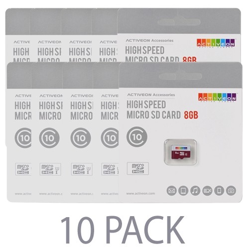 (10-Pack) ACTIVEON AA09S08 8GB High-Speed Class 10 microSDHC Memory Card