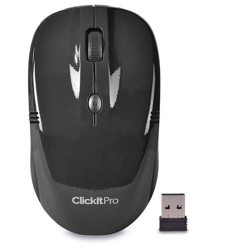 PCT Brands Clickit Pro 2.4GHz Wireless 4-Button Optical Scroll Mouse w/Nano USB Receiver & DPI Switch (Black)