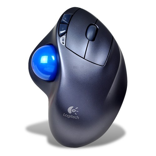 Logitech M570 2.4GHz Wireless 5-Button Laser Trackball Mouse w/Logitech USB Unifying Nano Receiver (Gray/Blue) - B