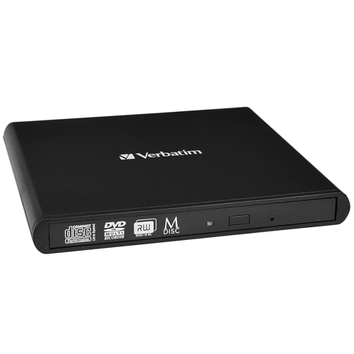 Verbatim 98938 8x DVD±RW DL USB 2.0 External Slimline Drive w/M-DISC Support (Black)