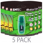 (5-Pack) Emtec C400 Candy Series 64GB USB 2.0 Flash Drive (Green) - Retail Hanging Packs