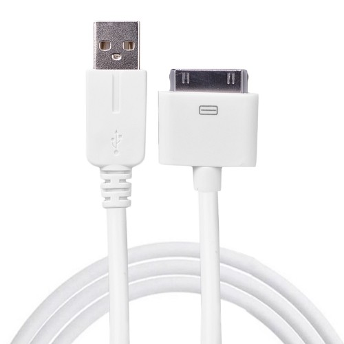 10' Tech Universe TU5109-R 30-Pin Dock Connector to USB 2.0 Charge/Sync Cable (White) - Retail Hanging Package