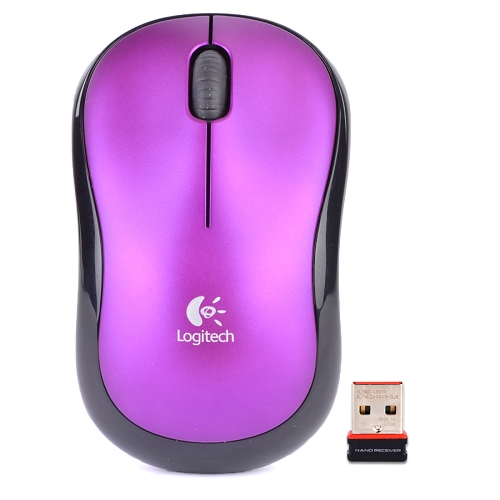 Logitech M185 2.4GHz 3-Button Wireless Optical Scroll Mouse w/Nano USB Receiver (Vivid Purple)