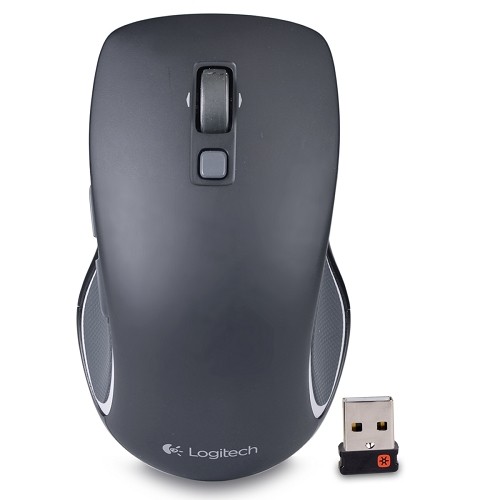 Logitech M560 2.4GHz Wireless 7-Button Optical Scroll Mouse w/Tilt Wheel Technology & Nano USB Receiver (Black) - B